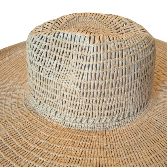 Universal Thread Round Straw Panama Beach Hat Tan Adjustable Fit - Picture 5 of 11